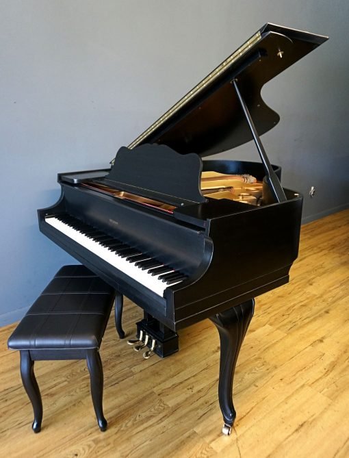 Baby Grand Piano, Black, Queen Anne New Matching Bench - Image 2