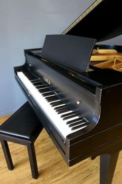 Baby Grand Piano Ebony Black, New Matching Bench 11 Cable Grand Piano Black
