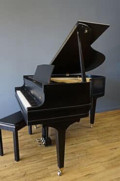 Baby Grand Piano Ebony Black, New Matching Bench 10 Cable Grand Piano Black Ebony