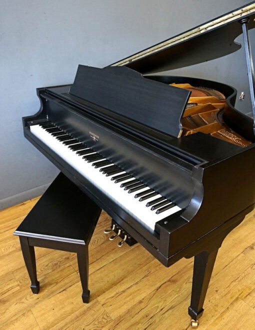 Baby Grand Piano Ebony Black by Hardman, Matching Bench - Image 9