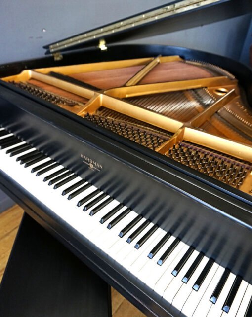 Baby Grand Piano Ebony Black by Hardman, Matching Bench - Image 6