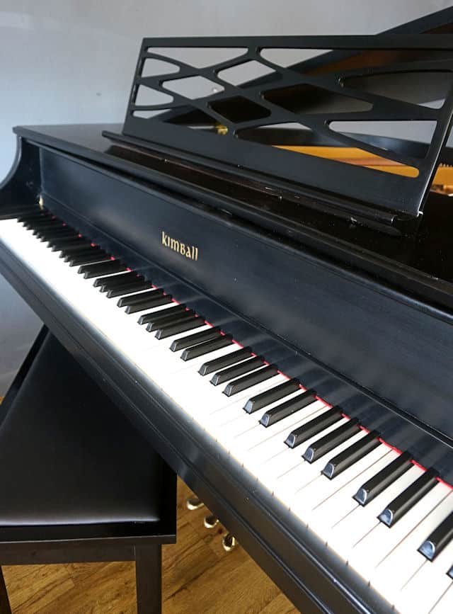 Baby Grand Piano Ebony Black, New Matching Bench 2 Baby Grand Piano Ebony Black, New Matching Bench - Image 2