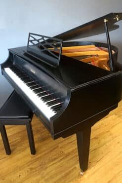 Baby Grand Piano Ebony Black, New Matching Bench 12 Kimball Petite Baby Grand Piano Room II