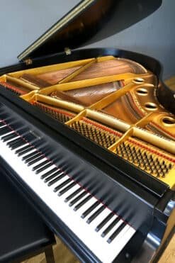 Schiller Baby Grand Piano Ebony Black, New Matching Bench 16 Schiller Baby Grand Piano Harp