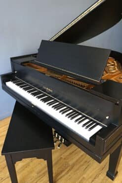 Stieff Baby Grand Piano Ebony Black, Matching Bench 13 Steiff Baby Grand PIano Close