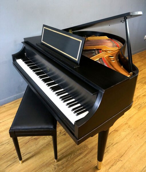 Weber Petite Grand Piano Ebony Black, Matching Bench - Image 2
