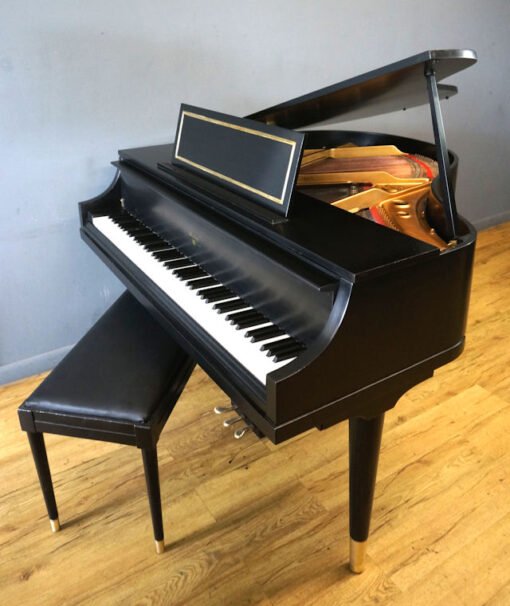 Weber Petite Grand Piano Ebony Black, Matching Bench - Image 7