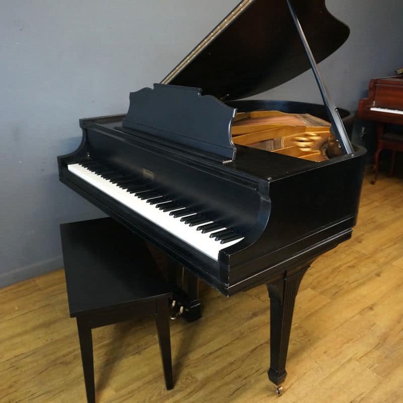 Baby Grand Piano Ebony Black with Matching Piano Bench 2 Baby Grand Piano Ebony Black with Matching Piano Bench - Image 2