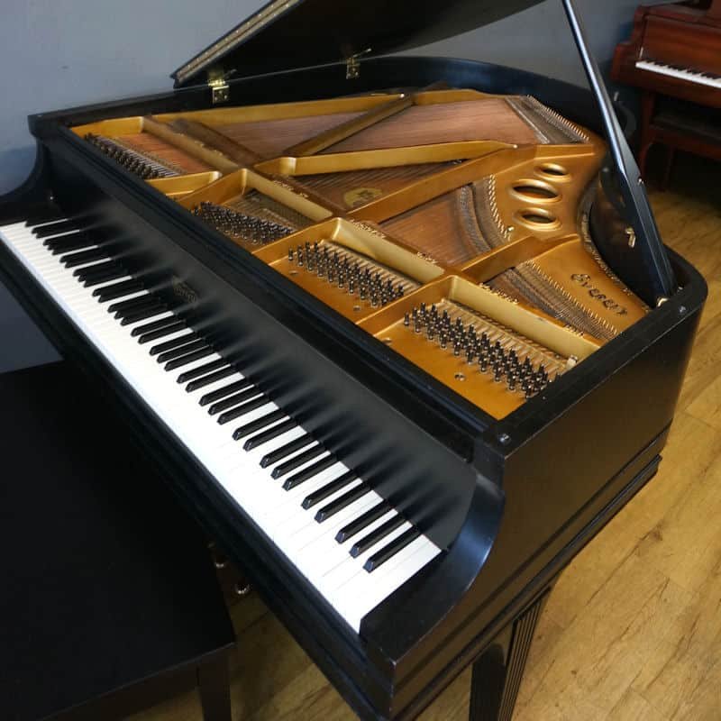 Baby Grand Piano Ebony Black with Matching Piano Bench 4 Baby Grand Piano Ebony Black with Matching Piano Bench - Image 4
