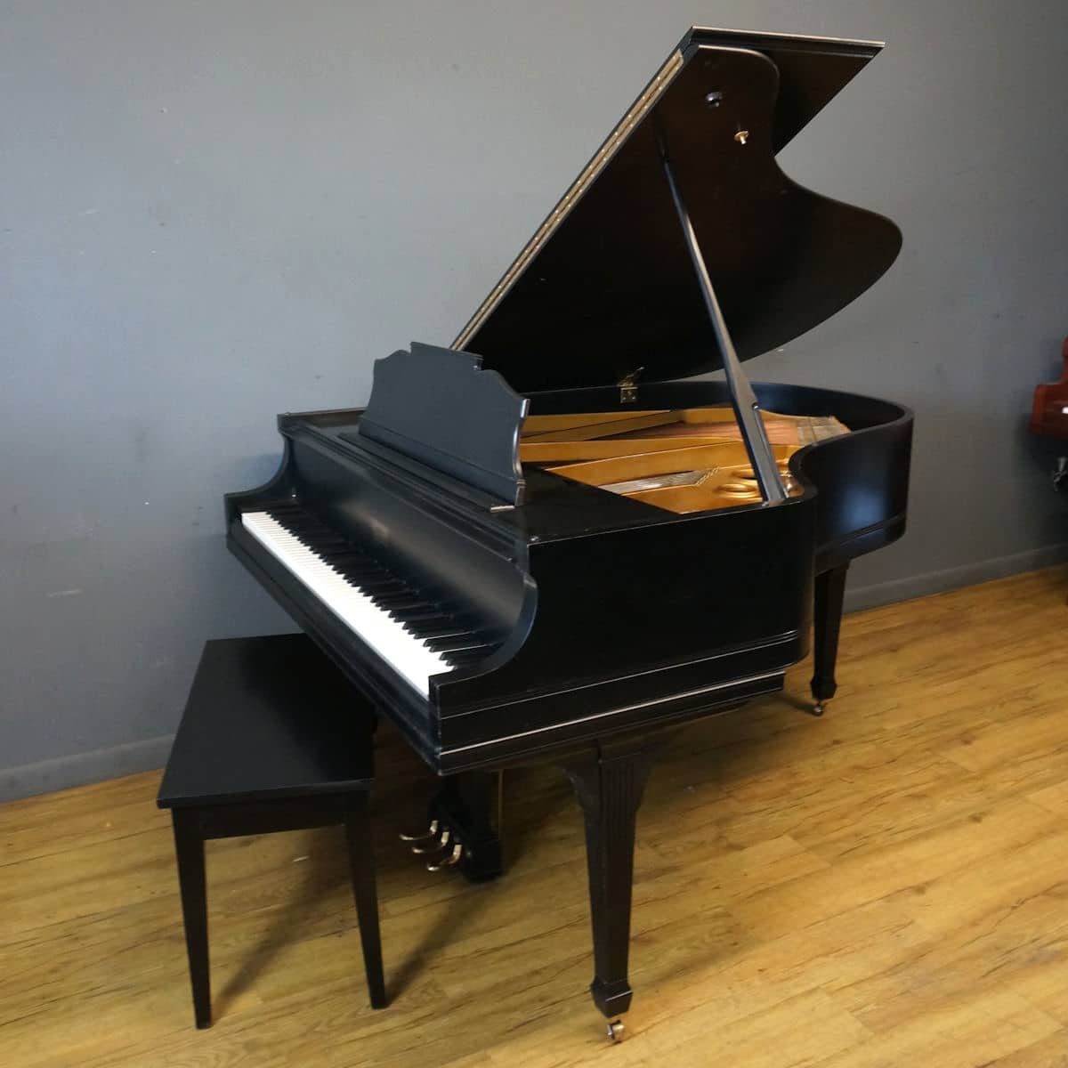 Baby Grand Piano Ebony Black with Matching Piano Bench 3 Baby Grand Piano Ebony Black with Matching Piano Bench - Image 3